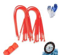 Attaches Zippées Réutilisables En Nylon For Pneus For La Neige - Aide À Traction Antidérapante Réglable For Voitures, SUV, Camions(Red-20PCS)