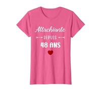 Attachiante Depuis 48 Ans Humour Anniversaire Femme 48 Ans T-Shirt, Femme, Rose Chiné, S