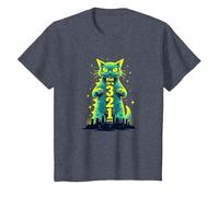 Attack Cat in 321 Féroce Félin envahit la Ville T-Shirt, Enfant, Bleu Chiné, 12 Ans