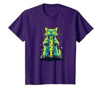 Attack Cat in 321 Féroce Félin envahit la Ville T-Shirt, Enfant, Violet, 8 Ans