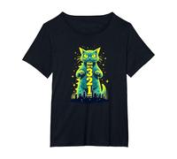 Attack Cat in 321 Féroce Félin envahit la Ville T-Shirt, Femme Grandes Tailles, Noir, 5X