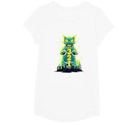 Attack Cat in 321 Féroce Félin envahit la Ville T-Shirt, Fille, Blanc, S