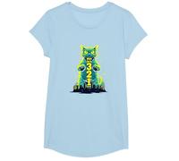 Attack Cat in 321 Féroce Félin envahit la Ville T-Shirt, Fille, Bleu Céleste, M