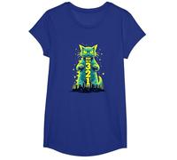 Attack Cat in 321 Féroce Félin envahit la Ville T-Shirt, Fille, Bleu Royal, XS