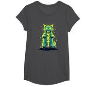 Attack Cat in 321 Féroce Félin envahit la Ville T-Shirt, Fille, Chiné Foncé, XS