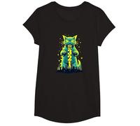 Attack Cat in 321 Féroce Félin envahit la Ville T-Shirt, Fille, Noir, L