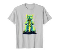 Attack Cat in 321 Féroce Félin envahit la Ville T-Shirt, Homme, Argent, M