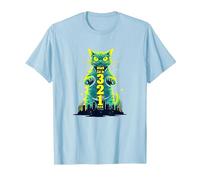 Attack Cat in 321 Féroce Félin envahit la Ville T-Shirt, Homme, Bleu Céleste, XL