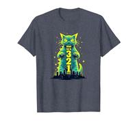 Attack Cat in 321 Féroce Félin envahit la Ville T-Shirt, Homme, Bleu Chiné, S