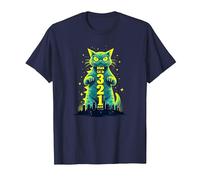 Attack Cat in 321 Féroce Félin envahit la Ville T-Shirt, Homme, Bleu Marine, 5XL