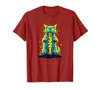 Attack Cat in 321 Féroce Félin envahit la Ville T-Shirt, Homme, Canneberge, M