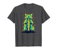 Attack Cat in 321 Féroce Félin envahit la Ville T-Shirt, Homme, Chiné Foncé, XL