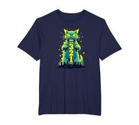 Attack Cat in 321 Féroce Félin envahit la Ville T-Shirt, Homme Grandes Tailles, Bleu Marine, 2X Tall