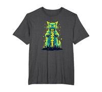 Attack Cat in 321 Féroce Félin envahit la Ville T-Shirt, Homme Grandes Tailles, Chiné Foncé, 6X Tall