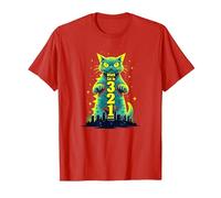 Attack Cat in 321 Féroce Félin envahit la Ville T-Shirt, Homme, Rouge, XL