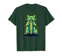 Attack Cat in 321 Féroce Félin envahit la Ville T-Shirt, Homme, Vert Forêt, M