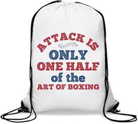 Attack is only one half of the art of boxing Gym Sack Casual Drawstring Bag White