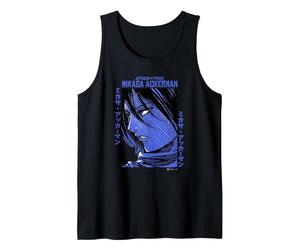 Attack on Titan Mikasa Ackerman Japanese Manga Face Portrait Débardeur, Homme, Noir, XL