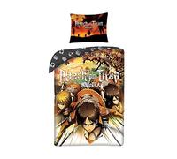 Attack on Titans Parure de lit simple avec taie d'oreiller européenne 70 cm x 90 cm 100 % coton pour enfants Anime