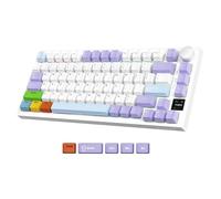 ATTACK SHARK Ajazz AK820Pro Clavier mécanique avec câble spiralé, Bluetooth 5.1/USB-C/2.4G Clavier de jeu sans fil 75 %, écran et bouton TFT intelligent, touches PBT RVB Baclit monté sur joint