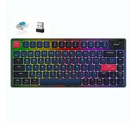 ATTACK SHARK AK832 Clavier Mécanique, 75% Ultra-Thin TKL RGB Clavier de Jeu sans Fil 81 Keys avec Ecran LED, Support BT5.1/2.4G/Filaire, Câble USB C Spiralé Compatible Mac, iOS, Win-Commutateur Bleu
