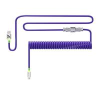 ATTACK SHARK C01Ultra Câble de Clavier Spiralé avec Éclairage RGB-Violet | Pro USB-C Câble pour Clavier Mécanique 8000Hz, Type-C vers USB-A, Coiled Cable avec Connecteur D'aviation En 4-Pin, 56.5In