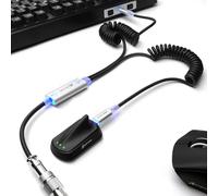 ATTACK SHARK C08 Câble Spiralé Pour Clavier Gaming, 2-en-1 Type-C Vers USB-A Avec Embout Métallique Amovible, RGB, Câble Spiralé USB-C, Taux de Réponse de 8 KHz Pour Clavier Mécanique PC, Noir