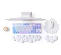 ATTACK SHARK Cloud Ensemble de Repose-poignets avec Dessous de Verre,Support de Poignet pour Clavier,Antidérapante,Repose-mains pour Souris, Ergonomique, Accessoire de Bureau pour Jeu/Maison-Blanc