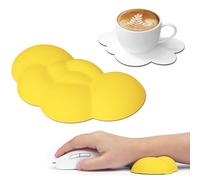 ATTACK SHARK Cloud Repose Poignet Souris Ergonomique Support Main Massage | Coussin Mémoire de Forme avec Dessous de Verre, Trous de Massage pour Soulager la Pression, Accessoire Bureau Jeu, Jaune