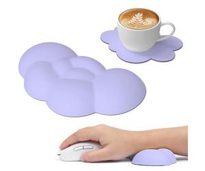 ATTACK SHARK Cloud Repose Poignet Souris Ergonomique Support Main Massage | Coussin Mémoire de Forme avec Dessous de Verre, Trous de Massage pour Soulager la Pression, Accessoire Bureau Jeu, Violet