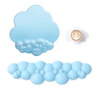 ATTACK SHARK Cloud Repose-poignet Tapis de Souris avec Dessous de Verre,Support de Poignet Ergonomique pour Clavier, Base Antidérapante, Ensemble d'accessoires de Bureau Mignons -Bleu