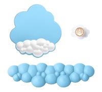 ATTACK SHARK Cloud Repose-poignet Tapis de Souris avec Dessous de Verre, Support de Poignet Ergonomique pour Clavier, Base Antidérapante, Ensemble d'accessoires de Bureau Mignons -Bleu/Blanc