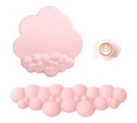 ATTACK SHARK Cloud Repose-poignet Tapis de Souris avec Dessous de Verre, Support de Poignet Ergonomique pour Clavier, Base Antidérapante, Ensemble d'accessoires de Bureau Mignons -Rose Clair
