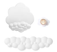 ATTACK SHARK Cloud Repose-poignet Tapis de Souris avec Dessous de Verre, Support de Poignet Ergonomique pour Clavier, Base Antidérapante, Ensemble d'accessoires de Bureau Mignons - Blanc