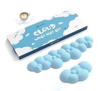 ATTACK SHARK Cloud Repose-poignet Tapis de Souris avec Dessous de Verre, Support de Poignet Ergonomique pour Clavier, Base Antidérapante, Ensemble d'accessoires de Bureau Mignons - Bleu
