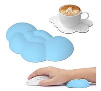 ATTACK SHARK Cloud Souris Repose-poignet avec Dessous de Verre, Ergonomique, trous de Massage pour Soulager la Douleur, Support de Poignet pour Souris, Joli Accessoire pour Bureau/Jeu Vidéo-Bleu