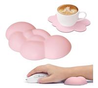 ATTACK SHARK Cloud Souris Repose-poignet avec Dessous de Verre,Ergonomique, trous de Massage pour Soulager la Douleur, Support de Poignet pour Souris, Joli Accessoire pour Bureau/Jeu Vidéo-Rose Clair