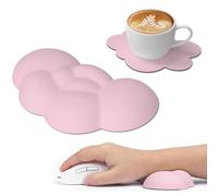 ATTACK SHARK Cloud Souris Repose-poignet avec Dessous de Verre, Ergonomique, trous de Massage pour Soulager la Douleur, Support de Poignet pour Souris, Joli Accessoire pour Bureau/Jeu Vidéo-Rose