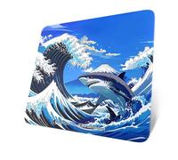 ATTACK SHARK CM05 Tapis De Souris en Verre Trempé, Surface Ultra Lisse, Verre Trempé 9H, 17.72 * 15.75 * 0.2inch, Contour Topographique, Résistant Aux Chocs, Faible Friction De Surface - Wave Shark