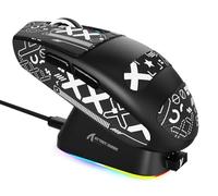 ATTACK SHARK G3PRO Souris de Jeu sans Fil avec Station de Charge Magnétique, Capteur PixArt PAW3311, 25000 DPI, Bluetooth/2,4GHz/Filaire, 59g Ultra-légère Souris pour PC/Xbox/Mac-Noir et Ruban