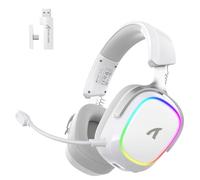 ATTACK SHARK G800 Casque Gaming sans Fil,1000 mAh, Microphone Détachable, Structure en Alliage d’Aluminium, 20 ms, Haut-parleurs 50 mm, 3 Modes (2.4G/BT/Filaire) pour PC/PS/Téléphone (Blanc)