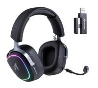 ATTACK SHARK G800 Wireless Gaming Headset with Aluminum alloy frame, 7.1 Surround Sound, Bendable ENC Mic, Tri-Mode(2.4G Wireless/Bluetooth/Wired), 1000mAh, 50mm Driver, RGB, for PC/Mac/PS/XBOX, Black