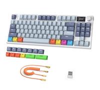 ATTACK SHARK K86 Clavier Mécanique sans Fil 75%, 2,4G/BT5.0/USB-C Filaire, Clavier de Jeu Tri-Mode, QWERTY Layout, écran Couleur TFT HD 1,2" et Bouton CNC, Backlit RVB Hot-Swap PBT Keycap - BleuPro