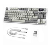 ATTACK SHARK K86 Clavier Mécanique sans Fil 75%, 2,4G/BT5.0/USB-C Filaire, Clavier de Jeu Tri-Mode, QWERTY TKL 87 Touches, écran Couleur TFT HD 1,2" et Bouton CNC, Backlit RVB Hot-Swap - Gris