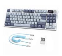 ATTACK SHARK K86 Clavier Mécanique sans Fil 75%, 2,4G/BT5.0/USB-C Filaire, Clavier de Jeu Tri-Mode, QWERTY TKL 87 Touches, écran Couleur TFT HD 1,2" et Bouton CNC, Backlit RVB Hot-Swap - Bleu