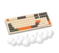 ATTACK SHARK K98 Clavier de Jeu Mécanique 100 Touches Remplaçables à Chaud, BT5.0/2.4G/USB C enroulé, 3000 mAh, Lecteur de Support d'éclairage RGB, Interrupteur Banane, Repose-Poignet Nuage Blanc