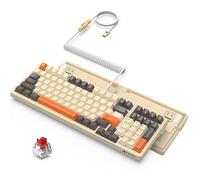 ATTACK SHARK K98 Clavier de jeu mécanique filaire à chaud avec câble USB C spiralé en métal,18 éclairages RVB,commutateur rouge personnalisé,actionnement programmable,100 touches pour Mac/Win（shimmer）