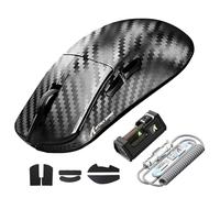 ATTACK SHARK R11 ULTRA Souris de Jeu Sans Fil en Fibre de Carbone avec Câble Spiralé LED, 8000Hz, 49g Légère, PAW3950MAX, 42000 DPI, 20000 FPS, puce Nordic 52840, Nano-metal Ice Coating, Noir Tissé