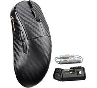 ATTACK SHARK R11 ULTRA Souris de Jeu Sans Fil en Fibre de Carbone avec Câble Spiralé LED, 8000Hz, PAW3950MAX, 42000 DPI, 49g Légère, 20000 FPS, puce Nordic 52840, Nano-metal Ice Coating, Noir Tissé