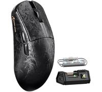 ATTACK SHARK R11 ULTRA Souris de Jeu Sans Fil en Fibre de Carbone avec Câble Spiralé LED, 8000Hz, PAW3950MAX, 42000 DPI, 49g Légère, 20000 FPS, puce Nordic 52840, Nano-metal Ice Coating, Noir Forgé